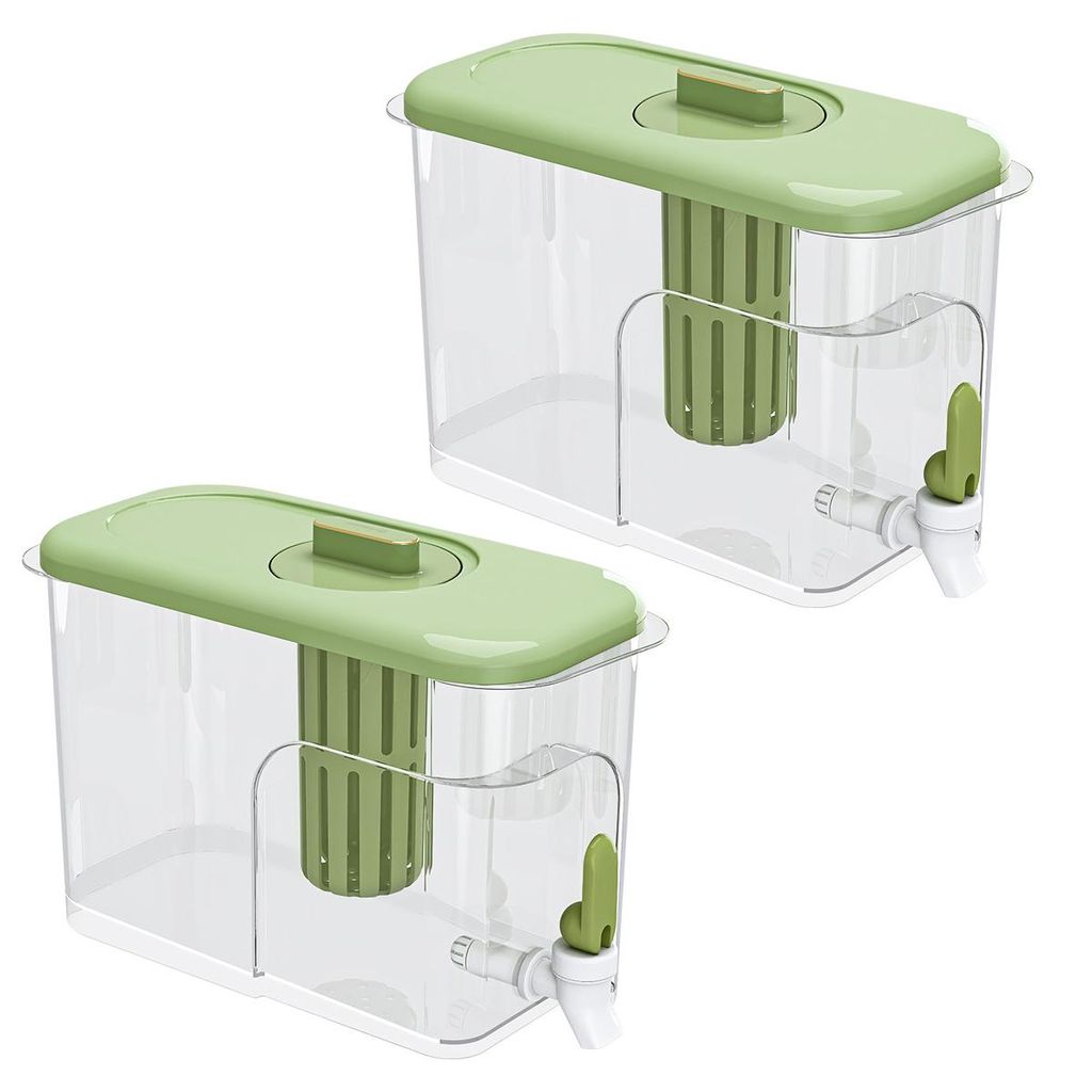 2er-Pack Getränkespender für den Kühlschrank, 4L Wasserspender für Partys, verbesserter Getränkebehälter mit Zapfhahn, Eistee-Krug für den K...