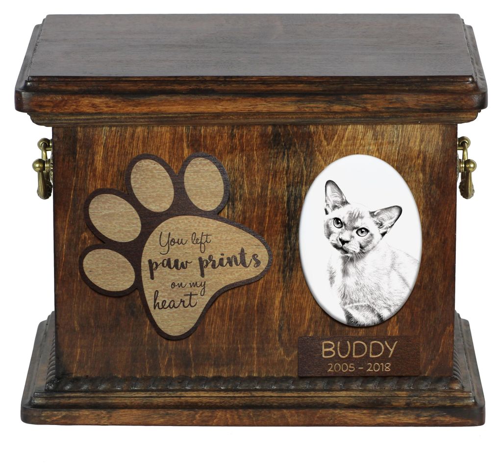 Birmakatze - Eine Urne für die Asche einer Katze, eine Urne für eine Katze mit Foto, eine personalisierte Katzenasche-Box der Marke Art-Dog.