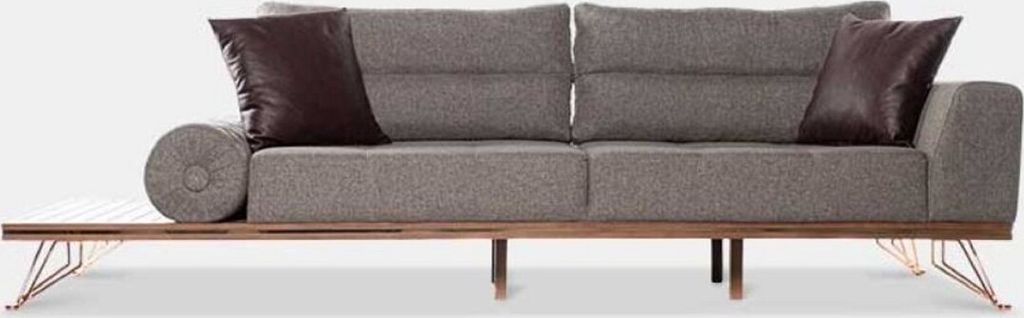 Casa Padrino Luxus Sofa Grau / Braun / Kupfer 270 x 100 x H. 65 cm - Wohnzimmer Sofa mit verstellbaren Rückenlehnen - Wohnzimmer Möbel - Hotel M...