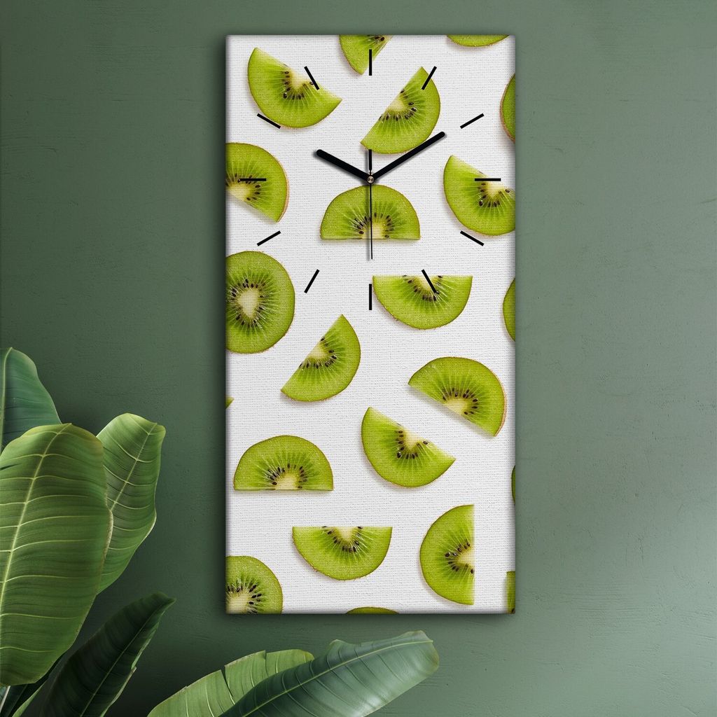Wohnzimmer Leinwand Uhr Geräuschlos Küche 30x60 Weiße, Früchte, Motive, schwarze Zeiger