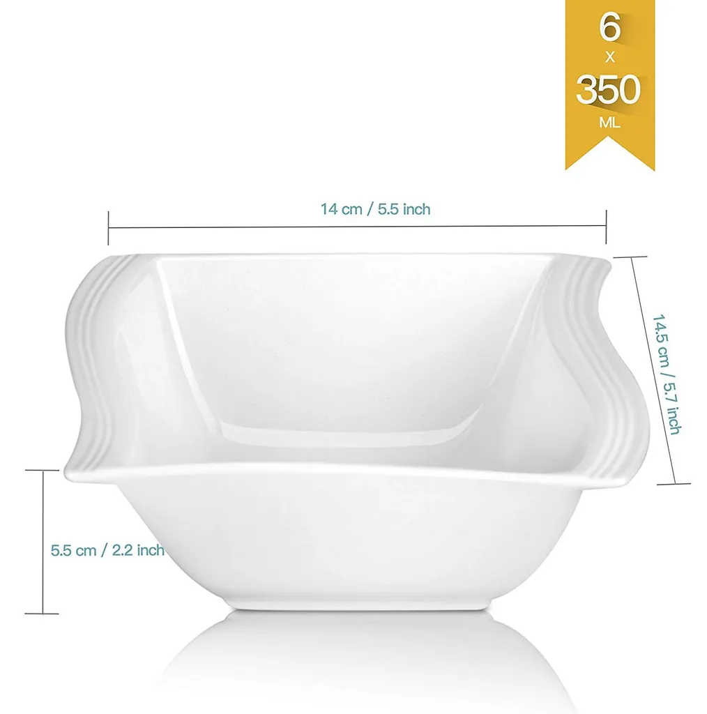 Set de Bols Carrés MALACASA : Vaisselle Robuste et Facile à Ranger - 2