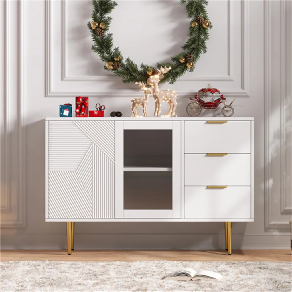 Rangez avec style grâce à cette commode noire 120 cm à portes vitrées