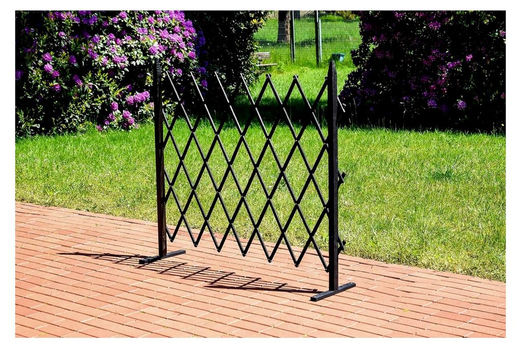 Faltbares Rankgitter Gr. L aus Massivholz | Kletterhilfe für Rankgewächse | Sichtschutz für Terrasse/Balkon | 160 x 120 cm | Schwarz