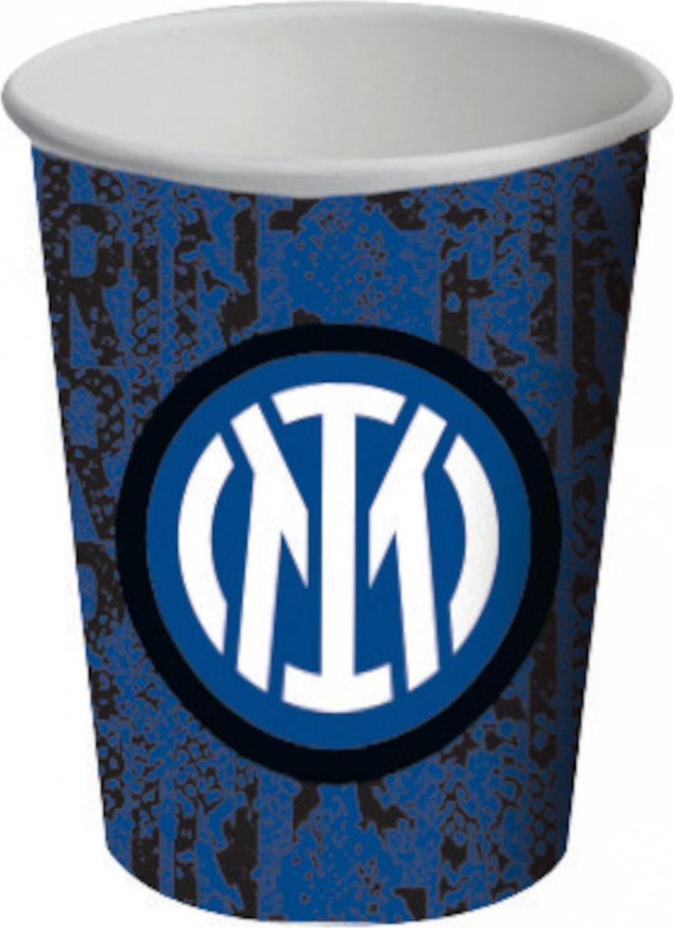Inter Mailand-Pappbecher Trinkbecher Tischdeko 8 Stück schwarz-blau-weiss 266 ml