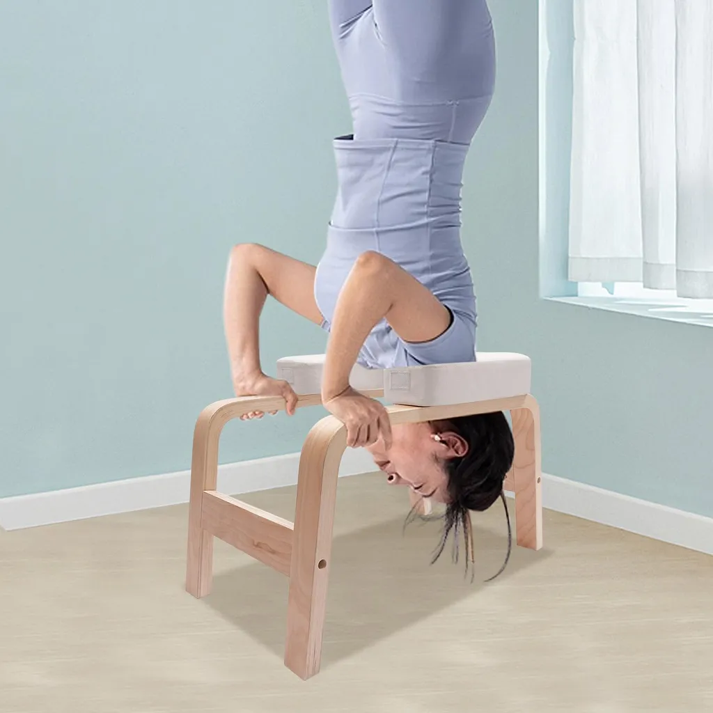 Tabouret de yoga pour posture sur la tête - Banc inversion beige 200kg