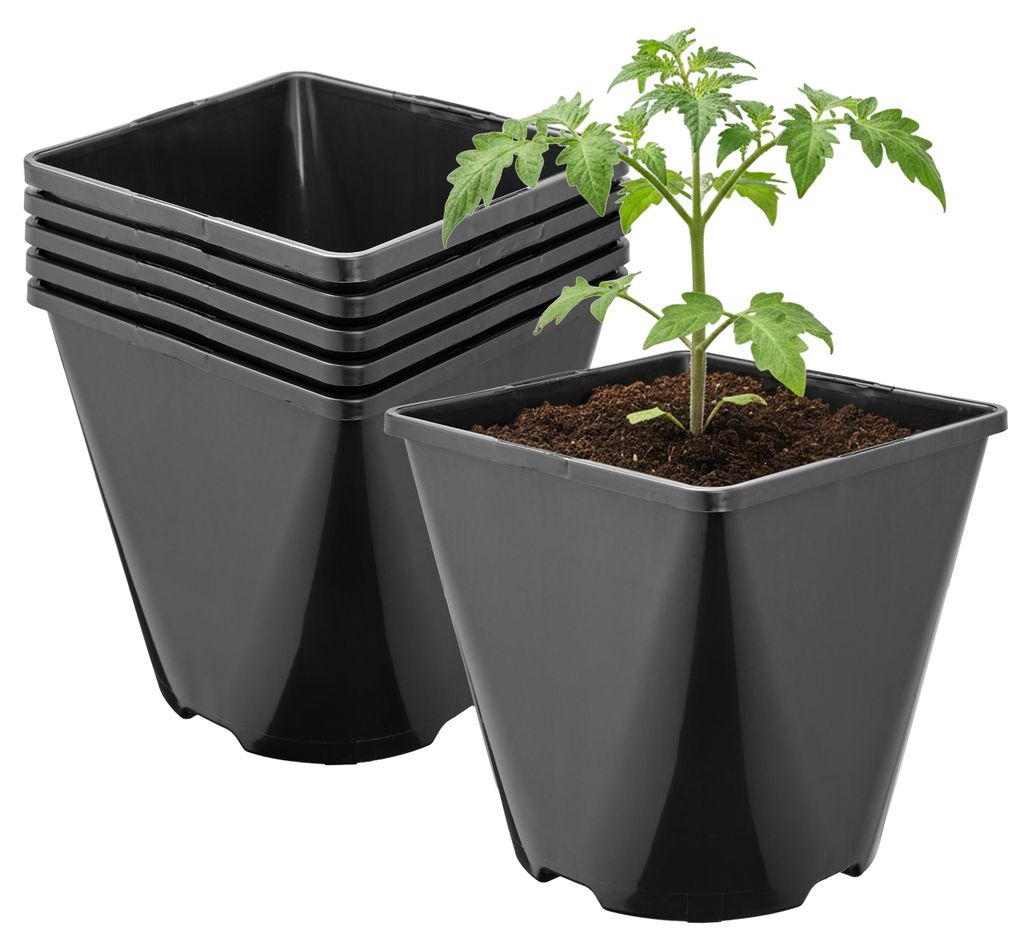 Garronda, lot de 5 pots en plastique de forme carrée aux Image du produit 