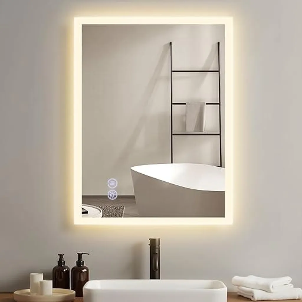 Specchiera Bagno LED ZMH 70x50: Luce Dimmerabile e Stile Contemporaneo