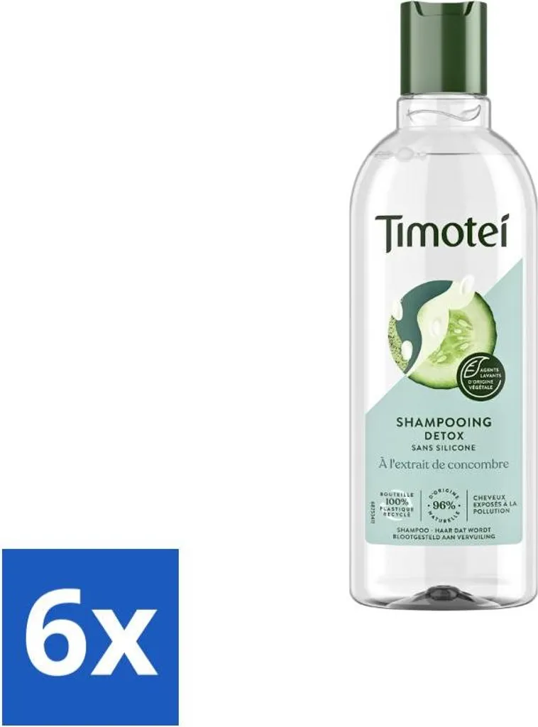 Shampooing Détox Timotei au Concombre Lot de 6 Flacons pour Cheveux