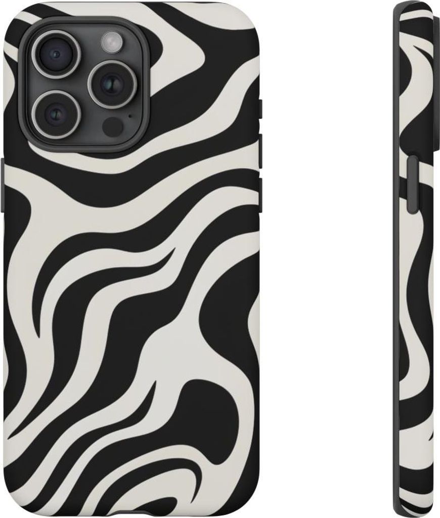 Abstraktes Zebra-Muster in Schwarz-Weiß – Hülle Kompatibel mit iPhone 15 Pro Max