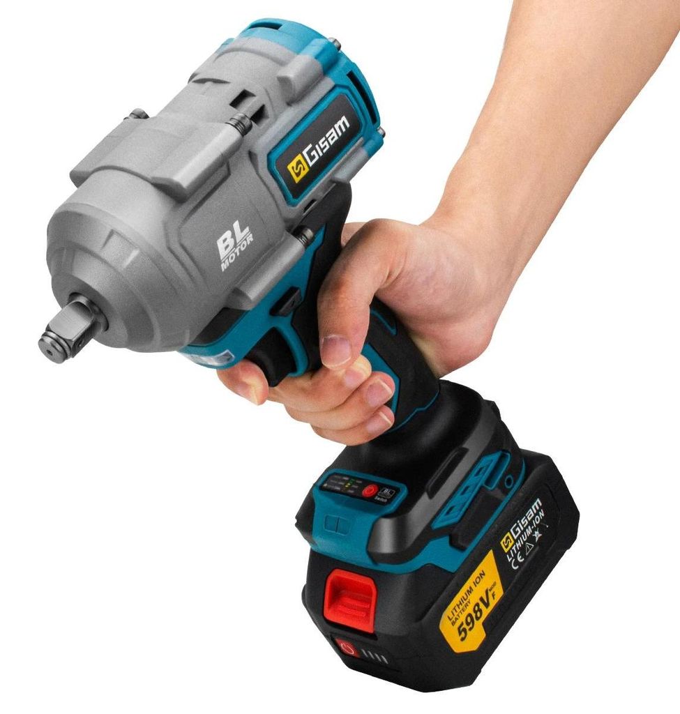 Akkuschlagschrauber - Bürstenloser Motor - Drehmoment 2000 Nm - 1,27 cm Vierkantaufnahme - 5 Stufen - 2×18 V Akkus - Stecknuss-Adapter-Set - Braun