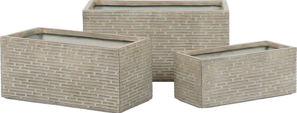 Jardinière Home ESPRIT Beige en Fibre de Verre 74,5 x 37,5 x 37,5 cm