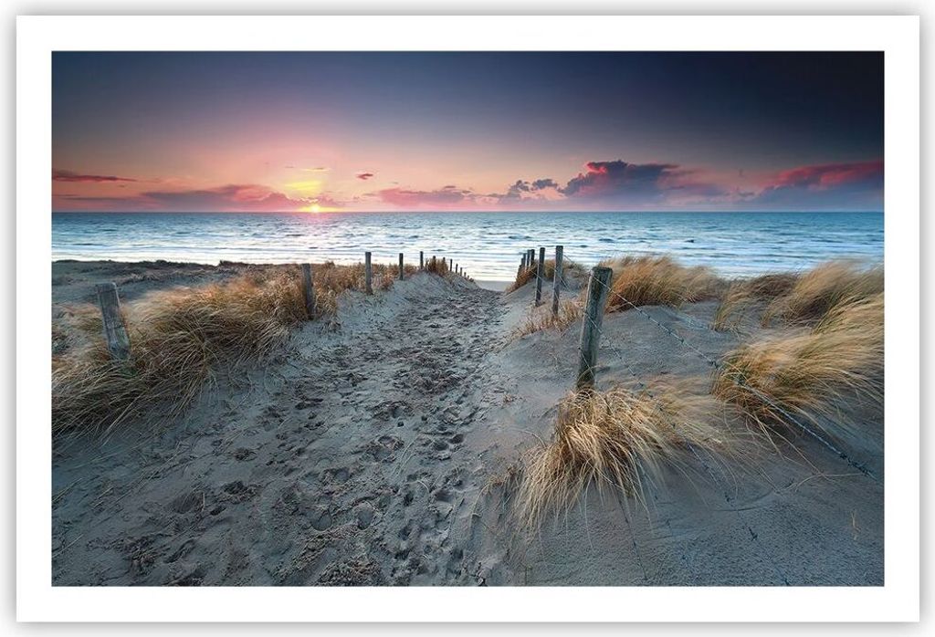 Poster - Poster ohne Rahmen - Strand Sand Spaziergang - 91,5x61 cm - Wand Bild - Wanddeko - Wandbilder - Kunstposter - Wandposter - Bilder - Kunstd...
