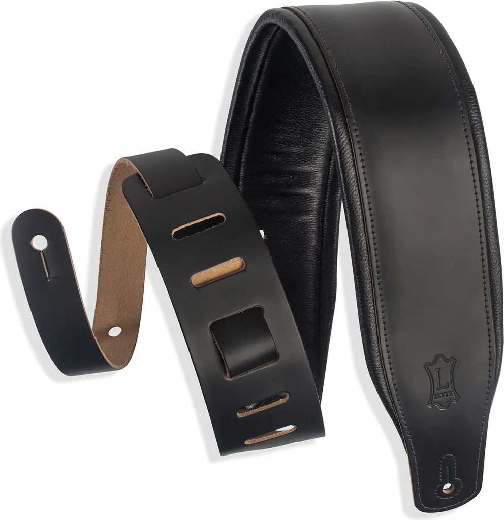 Courroie de guitare large pour basse et guitare cuir 3 pouces M26PD-BLK