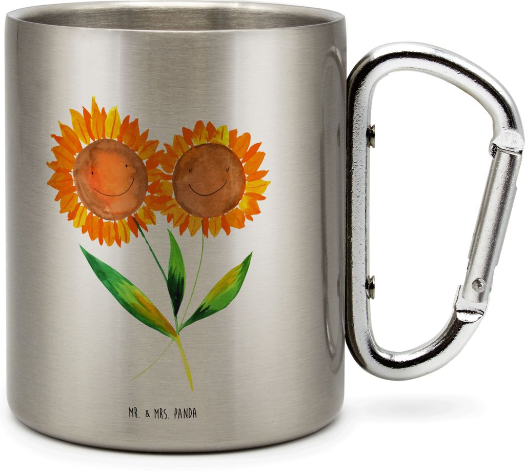 Mr. & Mrs. Panda Thermobecher Blume Sonnenblume - Transparent - Geschenk, Zusammen, Best Friends, Pflanzen, Metallbecher, Isolierbecher, Trinkbeche...
