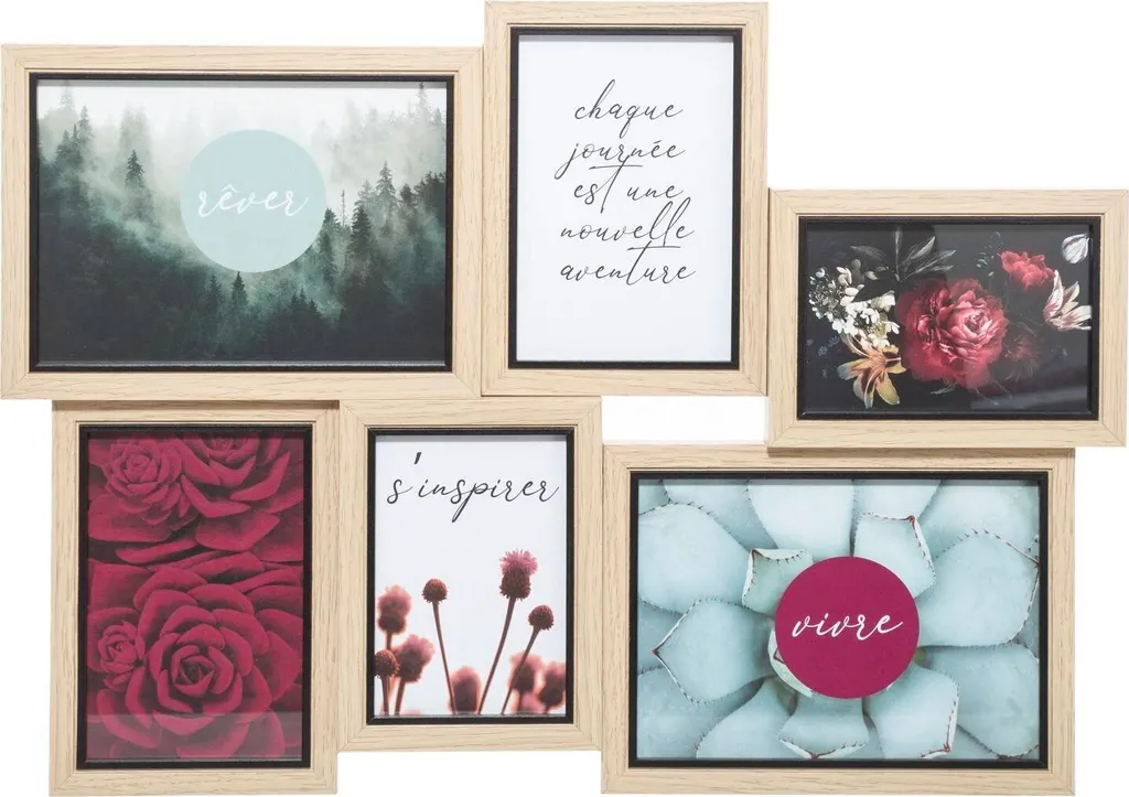Porte-photos Kyle Atmosphera en bois et verre pour 4 photos souvenirs