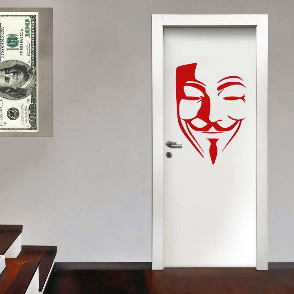 V WIE VENDETTA - Wandaufkleber Wandsticker aus Vinyl 55x80 cm Rot