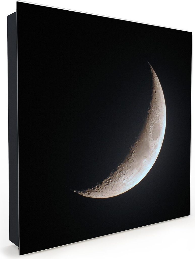Nachbildung-Schlüsselkasten, Magnetpinnwand und Memoboard mit Glasfront Motiv Wachsender Mond