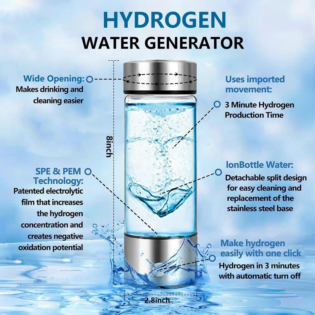 Iwobi Wasserstoff-Wasserflasche, 420 Ml, SPE-Technologie Für Gesundes Trinkwasser