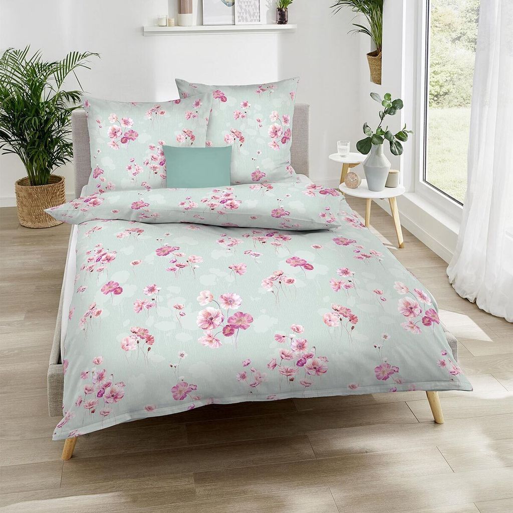 Kaeppel Interlock Jersey Bettwäsche Delicate Poppies mint Produktbild 