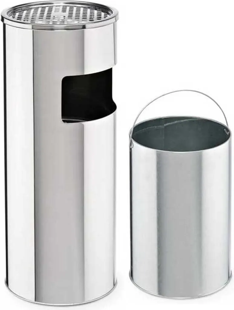 SVITA Cendrier Argent 30 Litres : Cendrier Poubelle Design en Acier