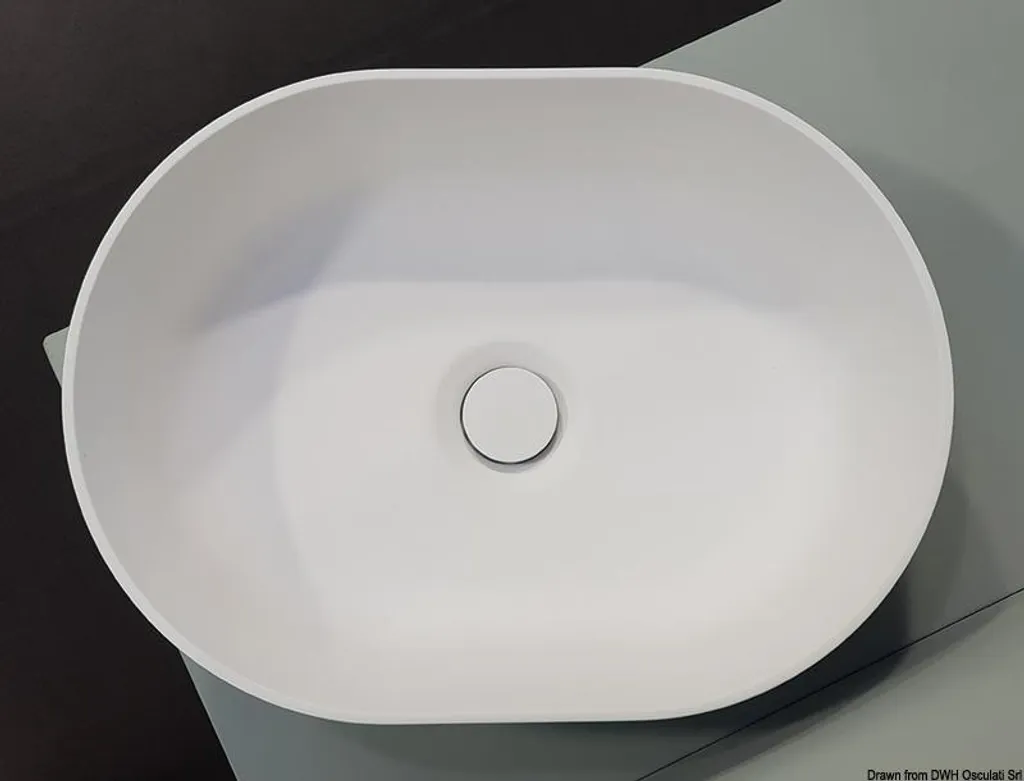 Lavabo léger et compact en Ocritech blanc 350x260mm spécial gain de place