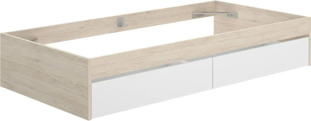 Lit une Place avec Tiroir de Rangement Neki, Coloris Chêne Brun Foncé
