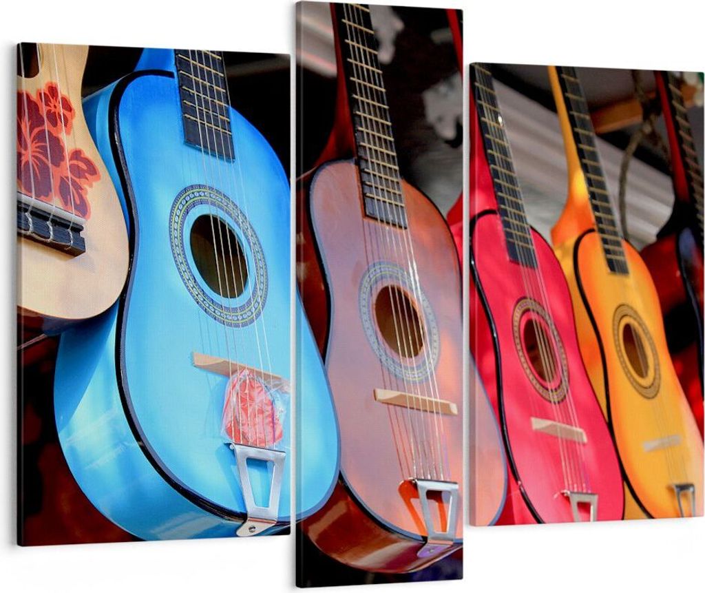 Bild auf Leinwand - Leinwandbild - Gitarre Musik Instrument Mexiko - 95x80cm - Wand Bild - Wanddeko - Leinwanddruck - Bilder - Kunstdruck - Wanddek...