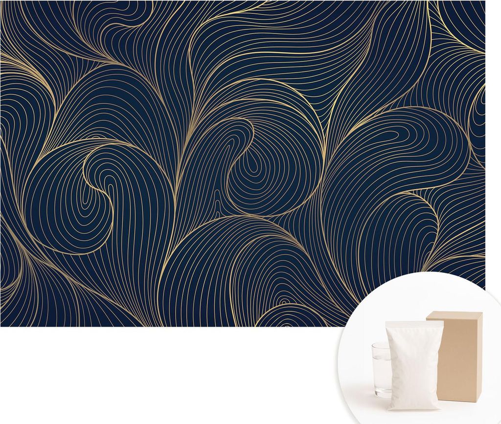 Fototapete - Wandbilder für Wohnzimmer - 104x70 cm - Dekorative Wandfolie - Modernes Design für Wanddekoration - Tapeten für Innenräume - Welle...