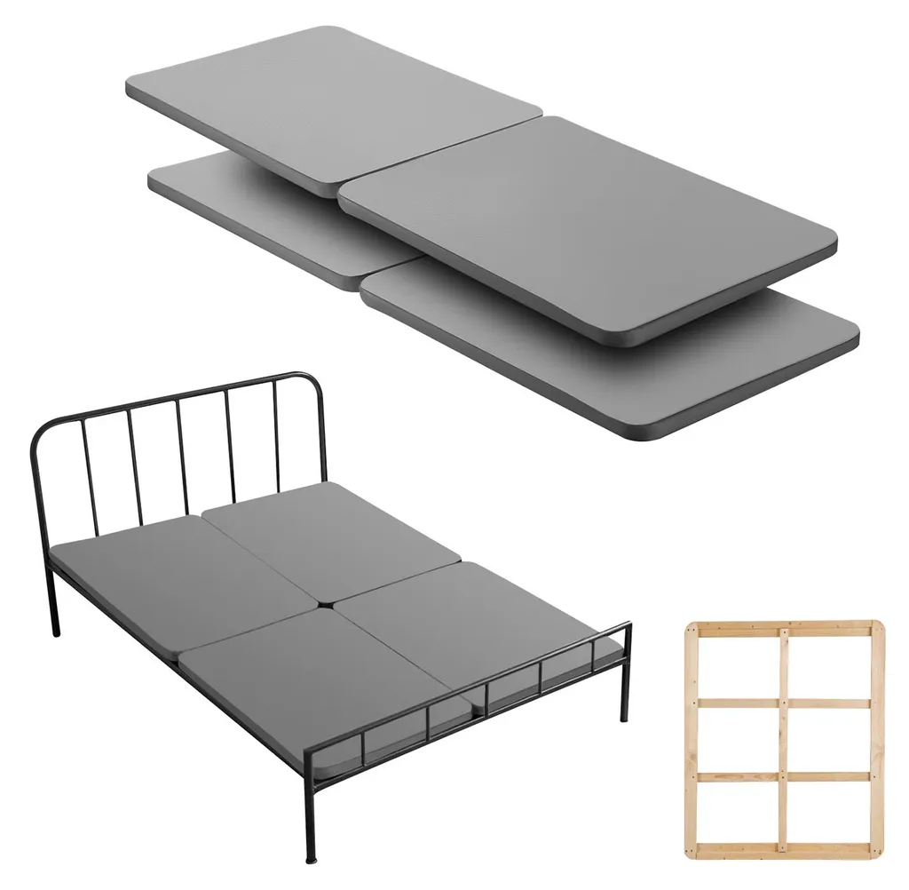 Support de Matelas Queen Size 2010x1480 mm en Bois et Tissu Oxford 200D