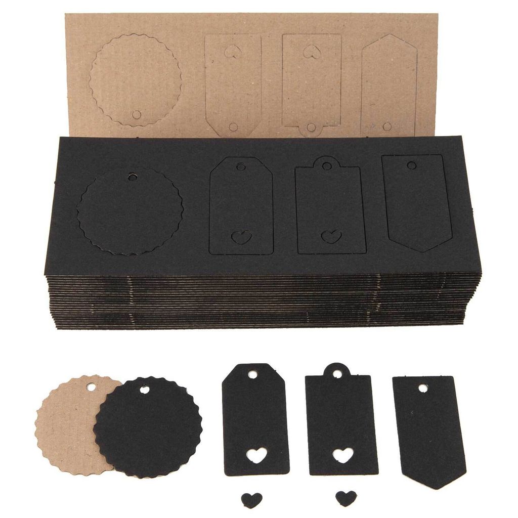 200 x Geschenkanhänger 4er-Set Preisanhänger aus Recyclingkarton Schwarz
