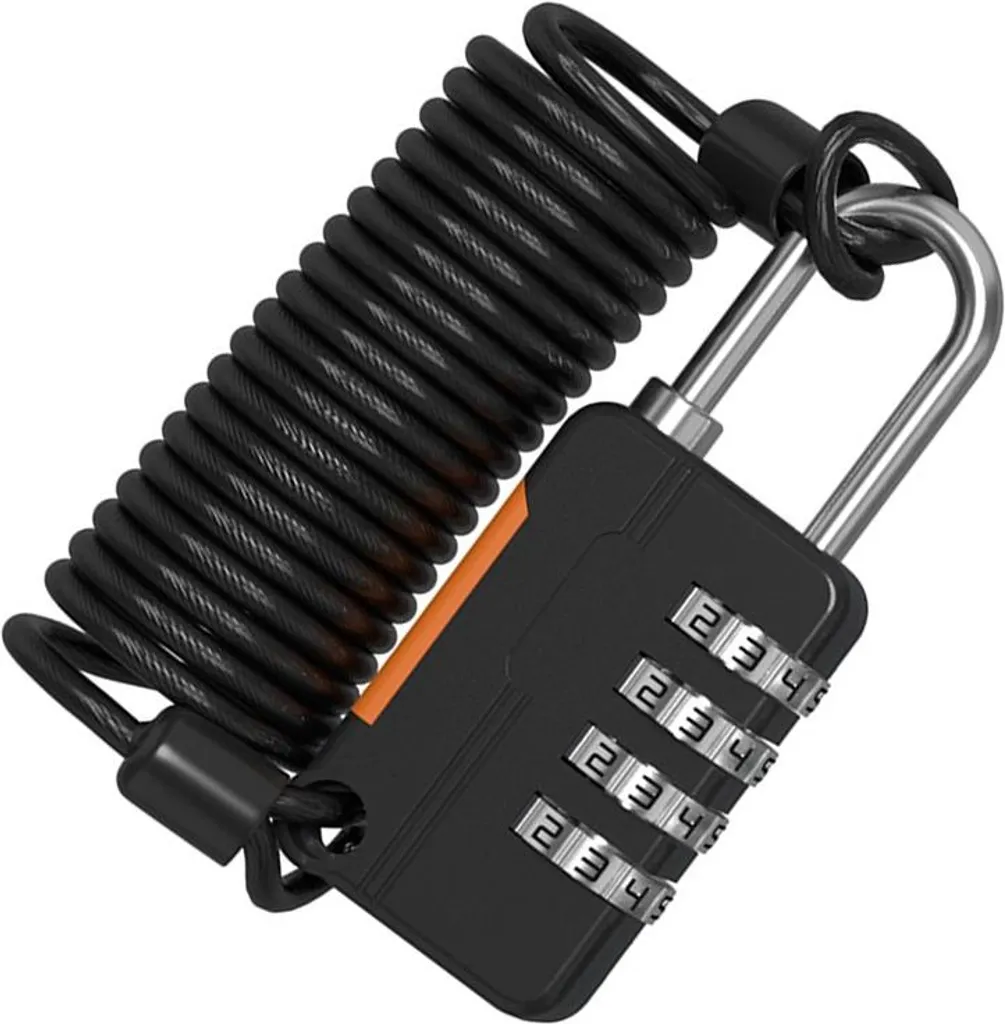 ABUS Lucchetto a Cavo Numero 5510C/180 - Lucchetto Compatto con codice a Combinazione per Biciclette a Due Ruote e per Bambini - Livello di Sicurezza 3 da 10 mm - Nero