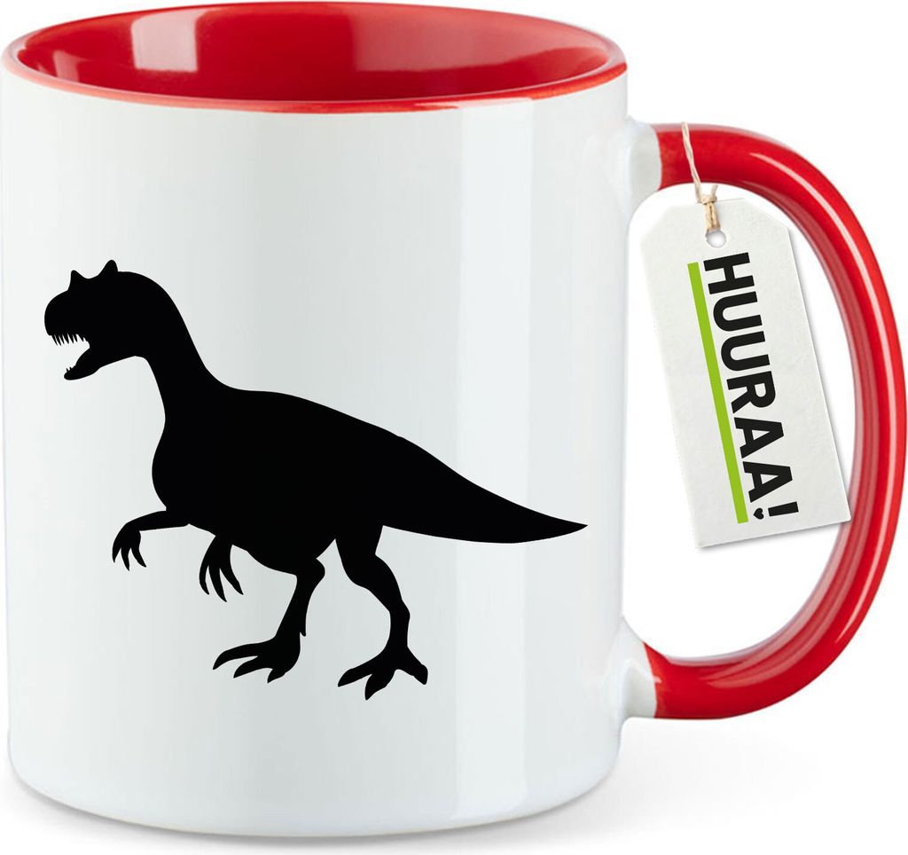 Huuraa Kaffeetasse Allosaurus Dinosaurier 330ml Rot Keramik Kaffeebecher Geschenkidee