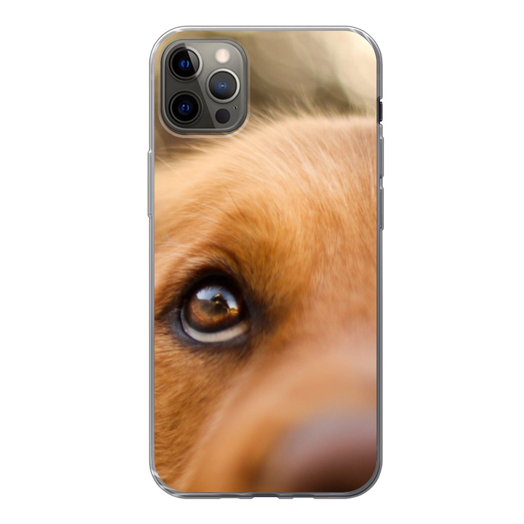 MuchoWow Handyhülle Schutzhülle Hülle für iPhone 12 Pro Max Das Glitzern im Auge des Golden Retrievers Silikon Softcase Handy Hülle - Hartsc...