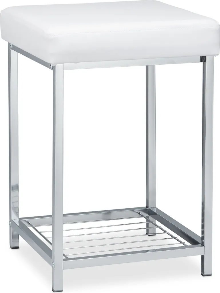 Tabouret Blanc pour Chambre et Salon - Siège Confort avec Tablette 2in1 - 8