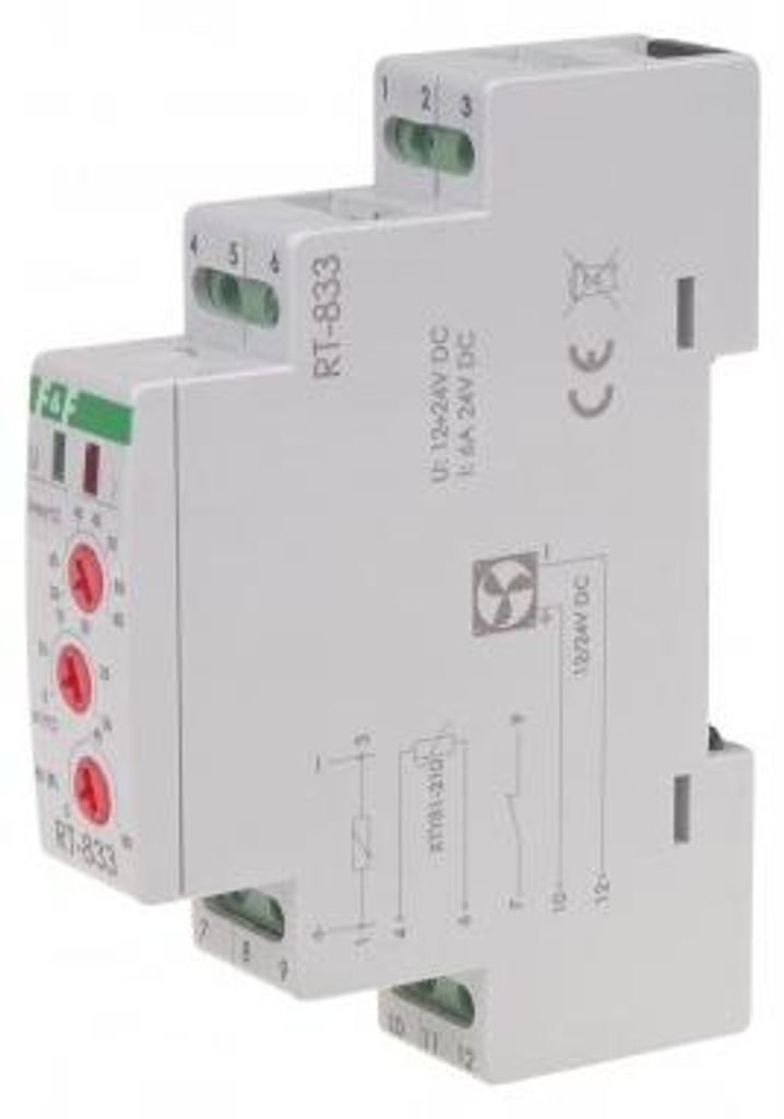 Temperaturregler mit Lüftersteuerung 12-24V DC für RT-833 F&F Schiene