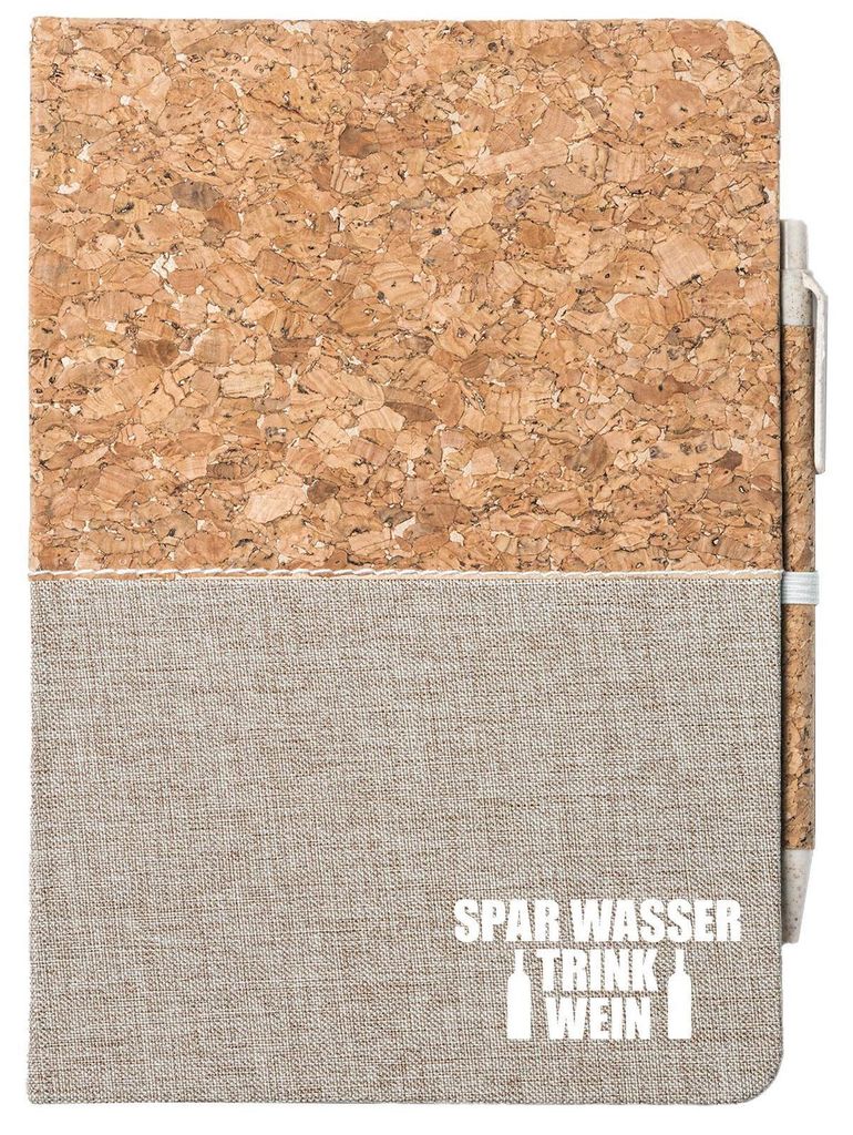 Huuraa Notizbuch A5 Spar Wasser Trink Wein Weinflasche 80 Blatt inkl. Kugelschreiber Tagebuch Geschenkidee