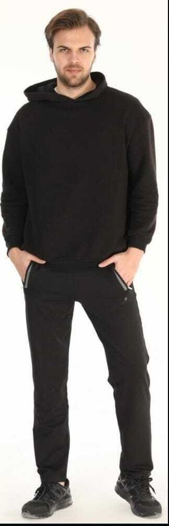 Herren Jogginghose Sporthose Schwarz XL Trainingshose Sweathose Pyjama Baumwolle Warm P-55