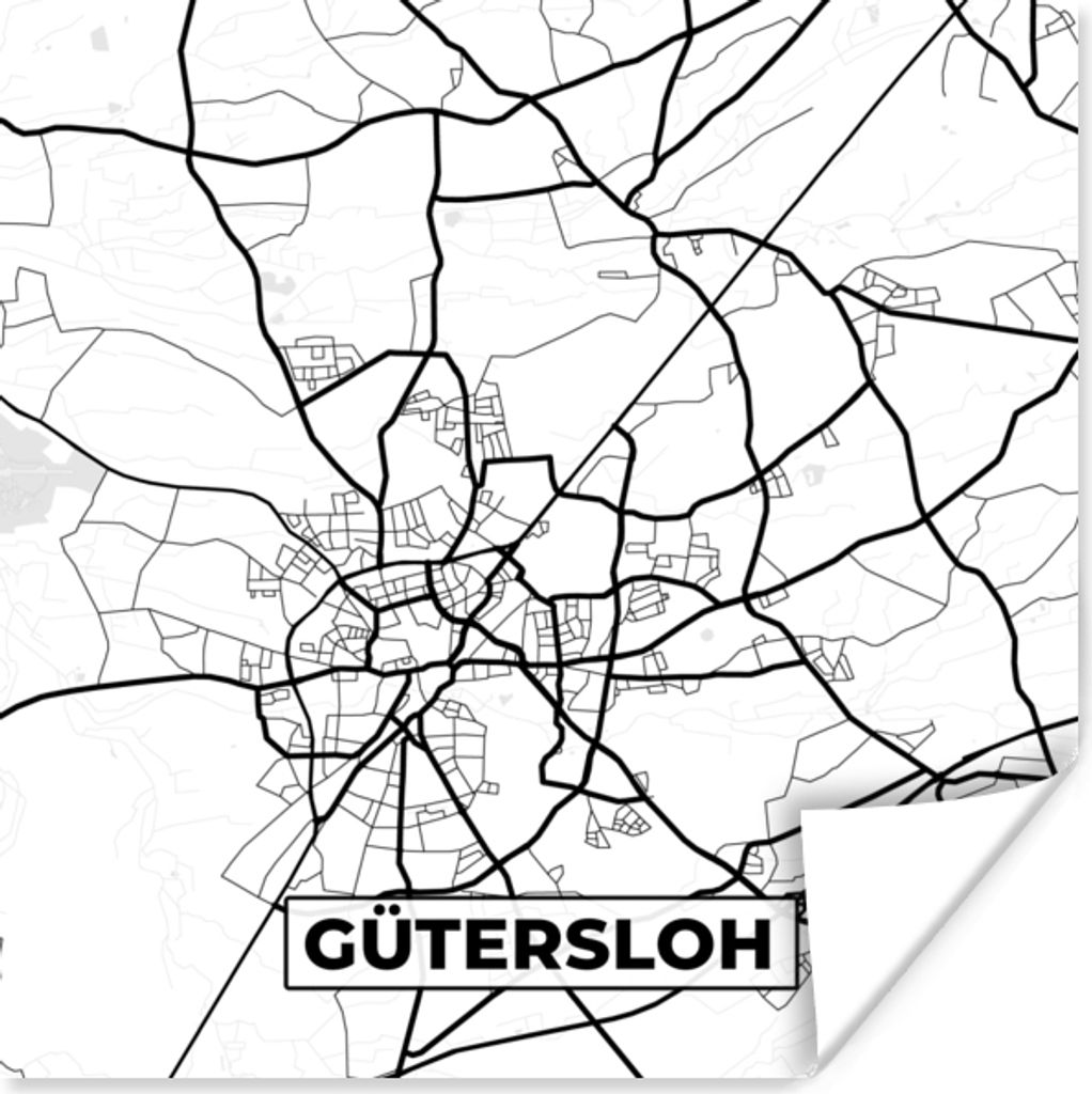 MuchoWow® Poster Gütersloh - Karte - Stadtplan 75x75 cm - Produktbild 