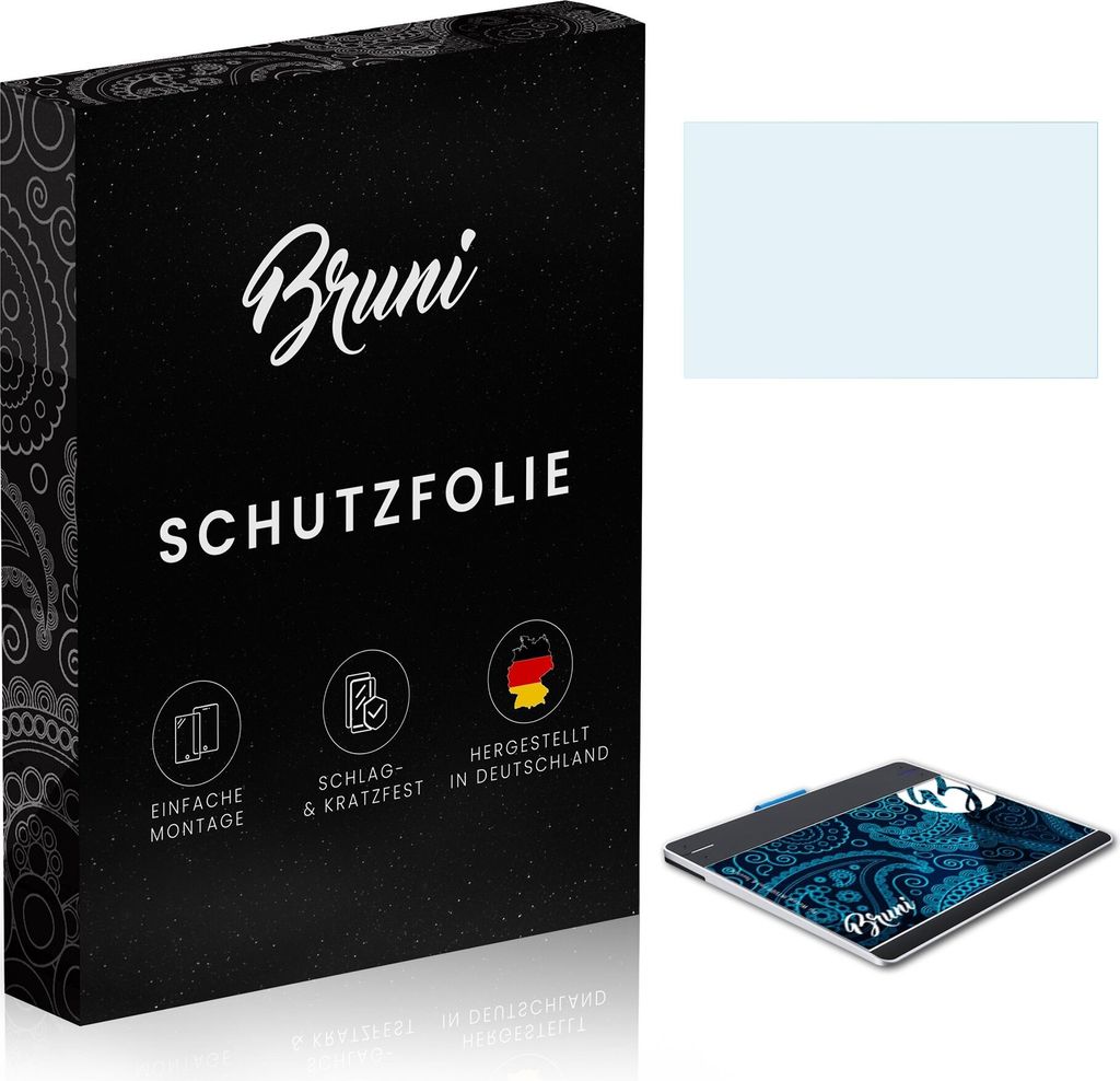 Bruni Basics-Clear 2x Schutzfolie kompatibel mit Wacom INTUOS Pen & Touch M Folie