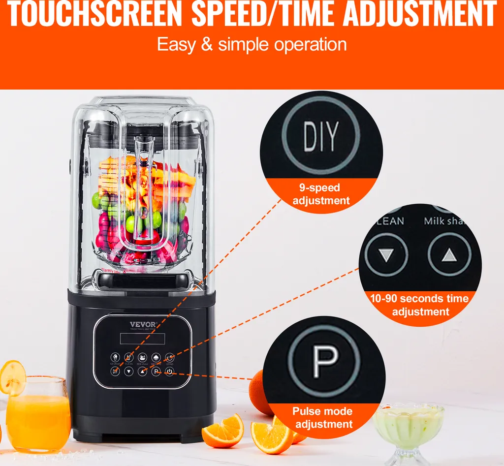 Frullatore Nero VEVOR 2L: Mixer Bar per Cocktail e Frozen Drinks 2200W - 4