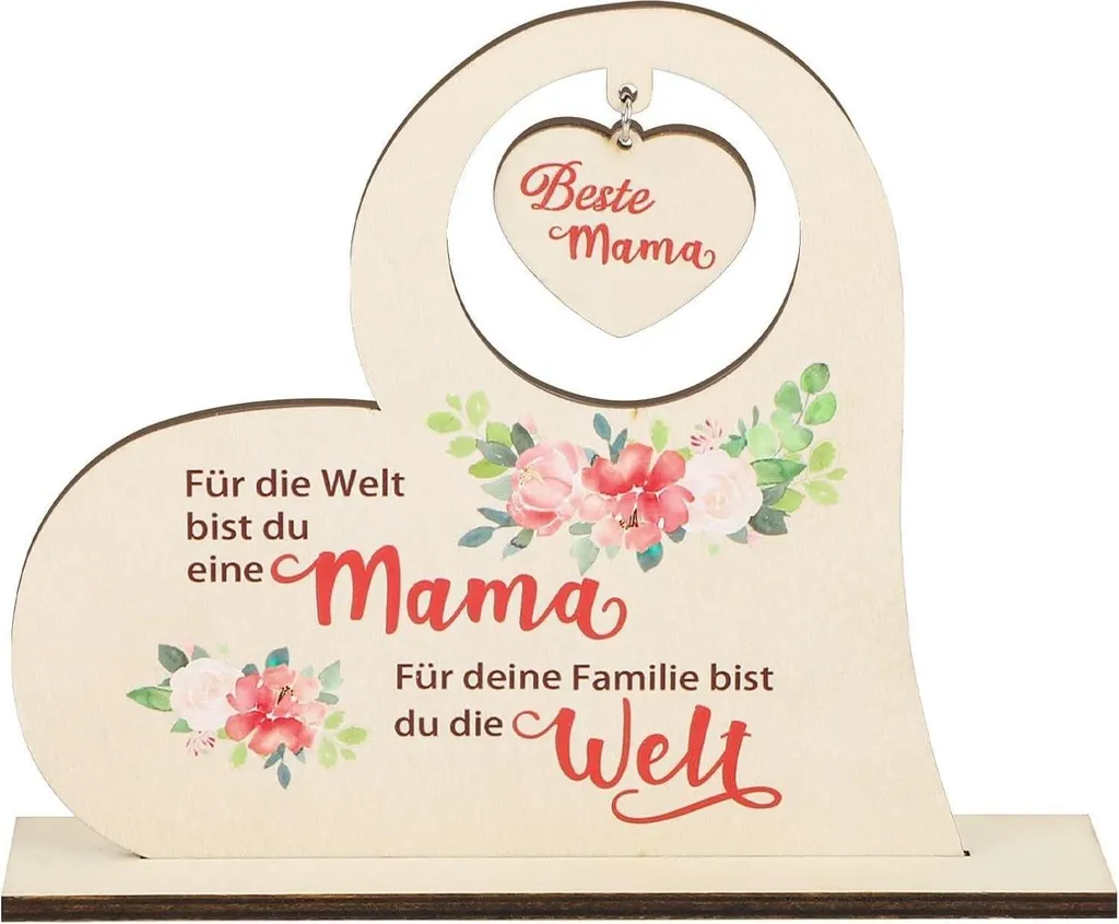 Plaque Décorative Cœur en Bois Meilleure Maman pour Déco Intérieure