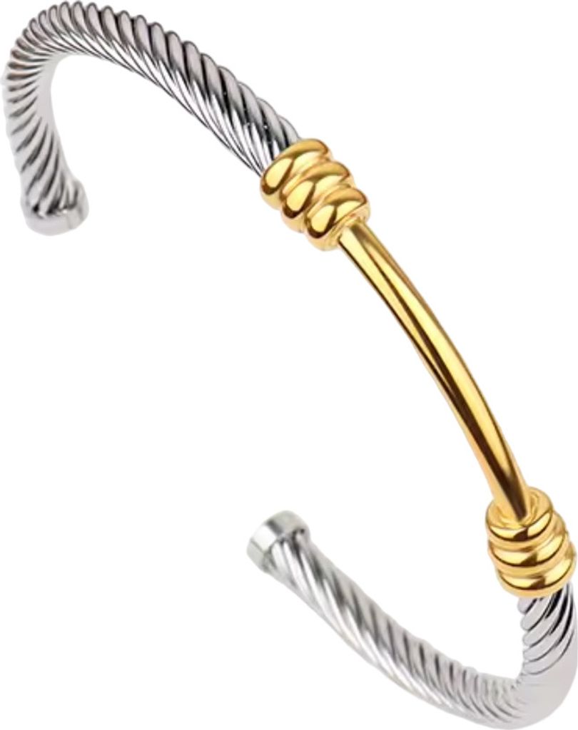 Elegantes Poly Armband in Silber und Gold - Modernes Design für Damen KP32680