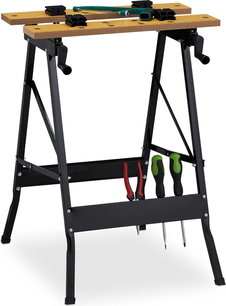 Werkbank - klappbar - bis 100 kg - verstellbar - mit 4 Klemmen - 75,5 x 56 x 62 cm