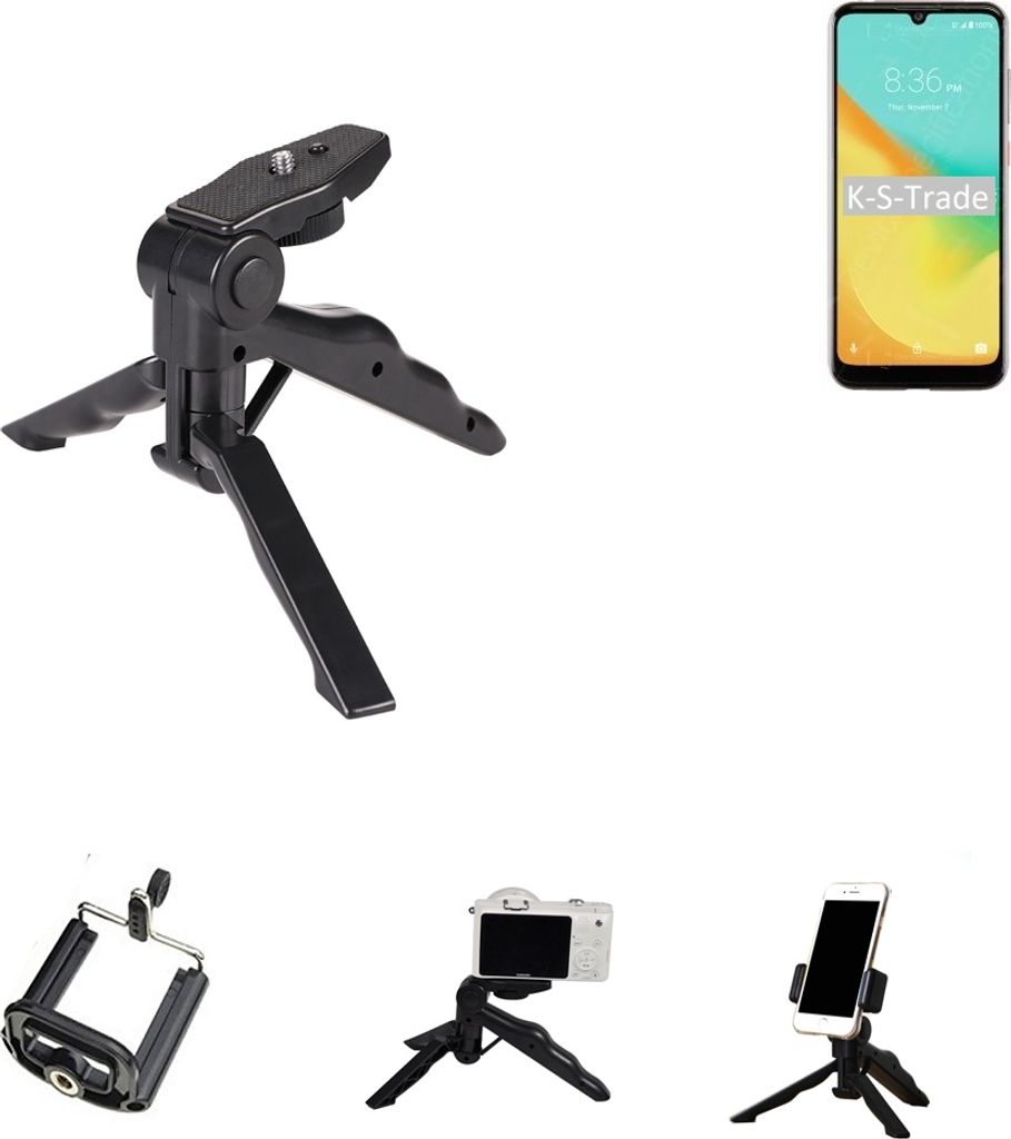 K-S-Trade Stativ Tisch-Ständer Dreibein Handy-Stativ Ständer kompatibel mit ZTE Blade A7 Prime Mini-Stativ Smartphone Tripod Handy-Stativ aus
