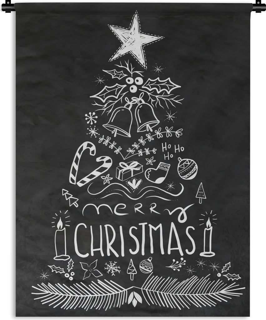 MuchoWow Wandteppich Wandbehang Illustration - Weihnachtsbaum - Weihnachtsdekoration 150x200 cm Tapisserie Dekoration Wandtuch - Wandaufhängung ...