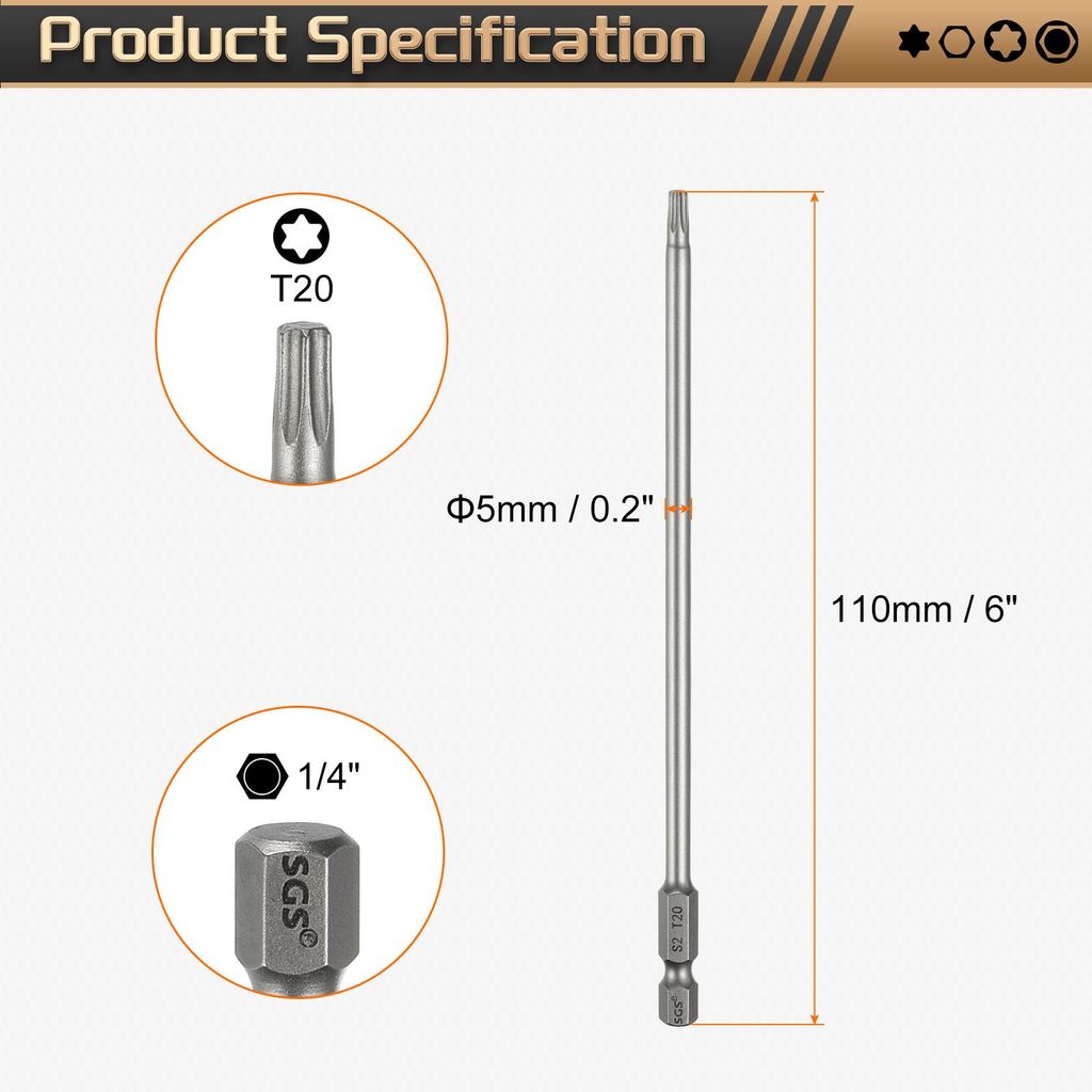 5 Stš¹ck T20 Torx Bit Set Schraubendreher Bitsatz 1/4 Zoll Sechskantschaft 150mm Lang Magnetisch Hex Sechskant Ohne Loch Spitze Bohrer Bits S2 St...