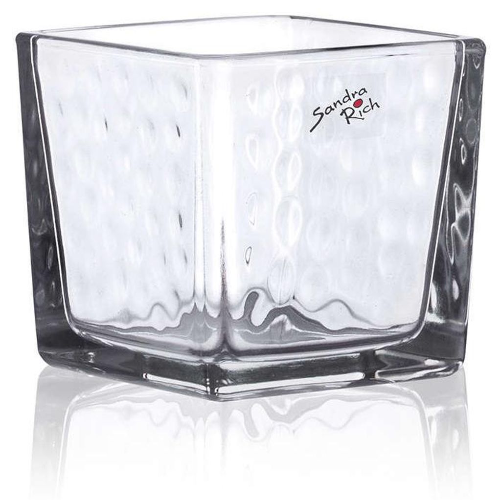 SANDRA RICH, GLAS- VASE. "CUBE DOTS Punkte. 8x8x8cm" Produktbild 
