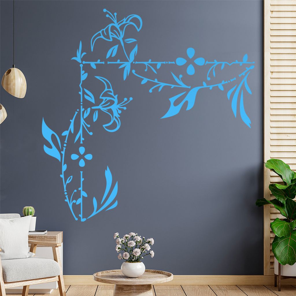 Blumenranke - Linien Wandtattoo in 6 Größen - Wandaufkleber Wall Sticker - Dekoration, Küche, Wohnzimmer, Schlafzimmer, Badezimmer