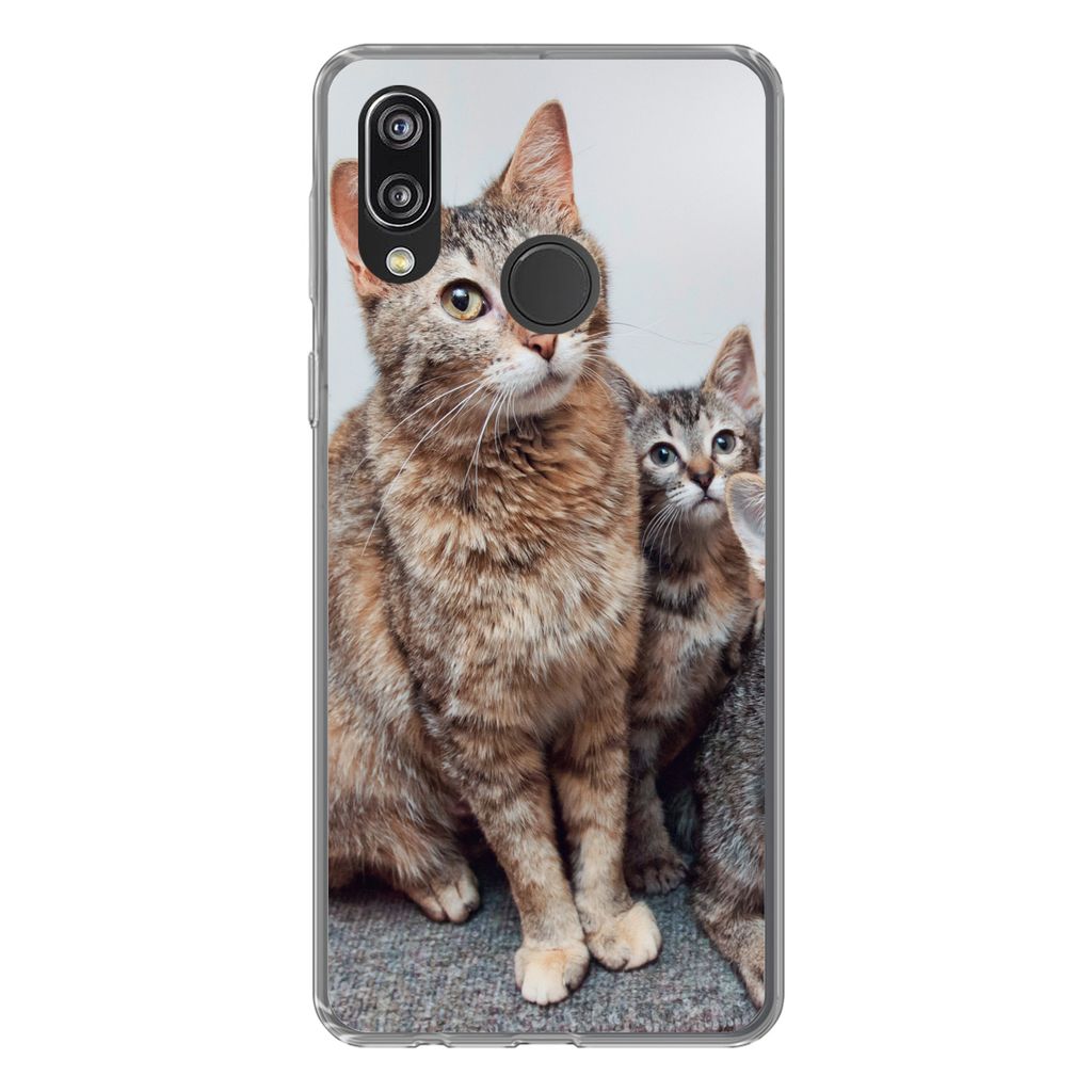 MuchoWow Handyhülle Schutzhülle Hülle für Huawei P20 Lite (2020) Katze - Kätzchen - Fell Silikon Softcase Handy Hülle - Kartenhalter