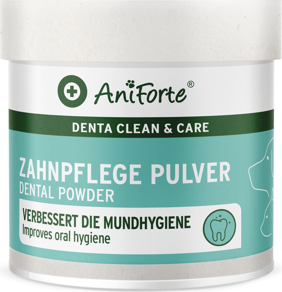 AniForte Denta Clean & Care Zahnpflege Pulver für Hunde & Katzen 80g – effektive & natürliche Zahnreinigung, gegen Mundgeruch, Zahnsteinentferner
